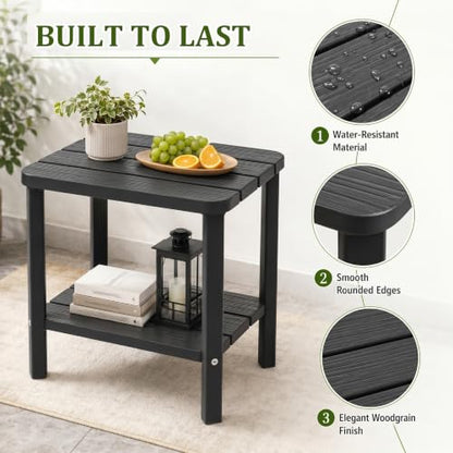 3PCS Outdoor Side Table, 2-Tier Small Table, Weather Resistant Outdoor End Tables, Patio Furniture for Garden, Porch, Pool, Lawn, Backyard or Indoor Bedroom - size: 3PCS