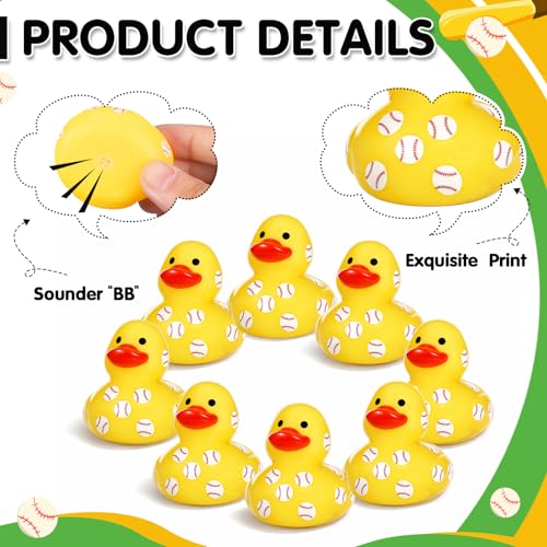 Amyhill 24 Sets Mini Baseball Rubber Ducks Gifts Sport Party Favors Tabletop Decoration for Coach Team Gifts Club Gift Player Team Events Decorations Birthday Party Supplies - style: Baseball