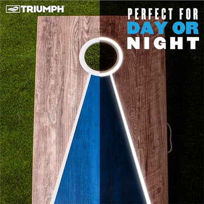 Triumph LED Keyhole 2x4 Cornhole Set – Regulation Light-Up Boards with Edge & Hole LEDs, 8 Weather-Resistant Toss Bags & Built-in Storage – Outdoor Lawn Game for Tailgates, BBQs & Backyard Fun