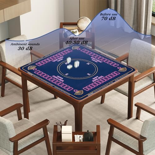 ARELUX Neoprene Mahjong Mat with Carrying Bag 32"x32" No Creases Rolled Shipping American Mat with Charles Rules Anti-Slip & Noise Reduction Table Cover for Poker, Card & Board Game(Blue and Purple) - color: Blue and Purple