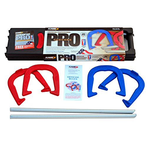 St. Pierre American Professional Series Horseshoes Complete Set: Includes 4 Horseshoes, Solid Steel Stakes, and Rule Book.