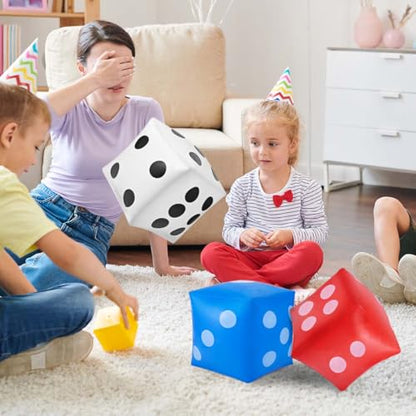 KISEER 3 Pcs 14" Jumbo Inflatable Giant Dice for Outdoor Game Pool Party (White, Blue, Red)