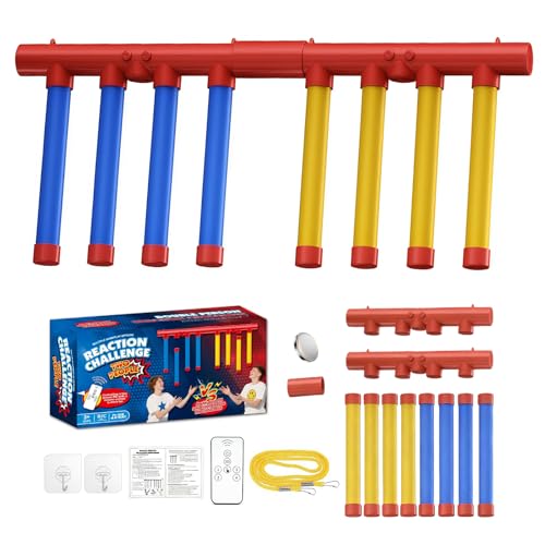 EVOCKAY 2026 Reflective Drop Stick Challenge Game - Hand-Eye Coordination Reflex Training Toy with 3 Adjustable Speed Modes - Engaging Catching Sticks Game for All Ages - color: Yellow & Blue