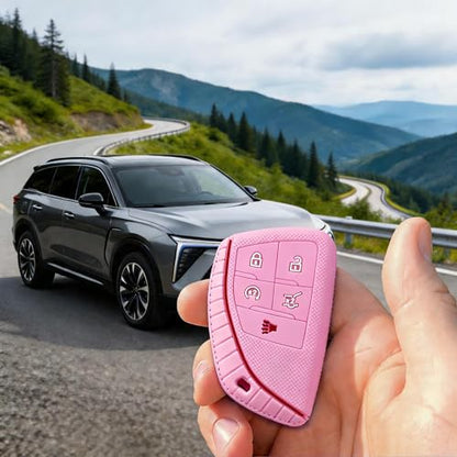 Silicone Key Fob Cover 2 Pack, Key Protector - 360° Key Protection Case for Chevrolet 2020-2026 Trailblazer/Equinox/Malibu, Anti-Scratch Silicone Key Cover (Black/Pink) - color: Black/Pink