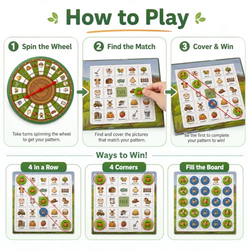 Travofun Farm Bingo Game, Magnetic Travel Toy for Kids 3 and Up, Ideal for Road Trips - color: Farm
