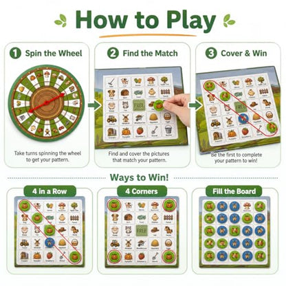 Travofun Farm Bingo Game, Magnetic Travel Toy for Kids 3 and Up, Ideal for Road Trips - color: Farm