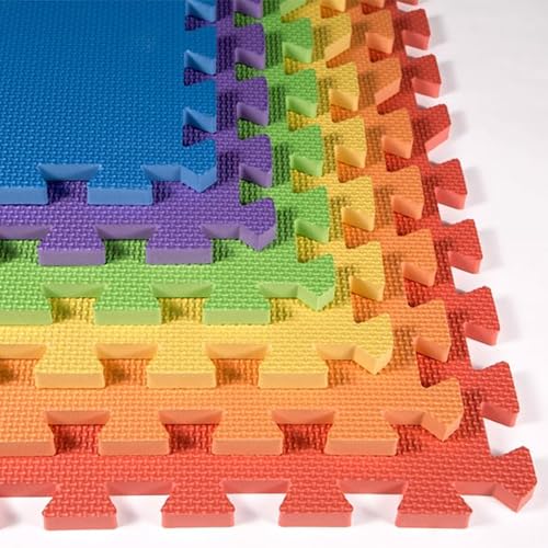 FlooringInc Baby Play Mat for Floor, Extra Large 2'x2' Foam Floor Tiles for Kids, Soft Interlocking Puzzle Mat, 1/2 Inch Thick, Non-Toxic EVA (Rainbow, 18 Tile Pack, 72 Sq Ft) - size: 18 Tile Pack