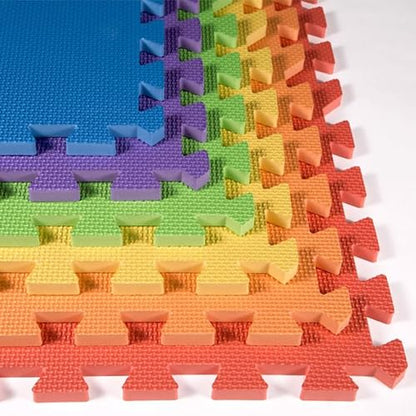 FlooringInc Baby Play Mat for Floor, Extra Large 2'x2' Foam Floor Tiles for Kids, Soft Interlocking Puzzle Mat, 1/2 Inch Thick, Non-Toxic EVA (Rainbow, 18 Tile Pack, 72 Sq Ft) - size: 18 Tile Pack