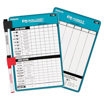GoSports Dry Erase Rollzee and Farkle Scoreboard - Giant Size with 2 Pens