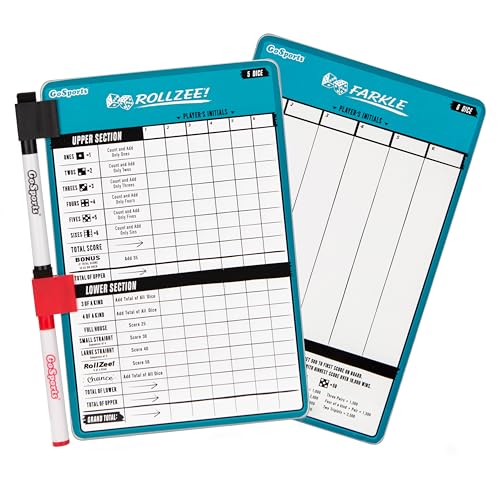 GoSports Dry Erase Rollzee and Farkle Scoreboard - Giant Size with 2 Pens