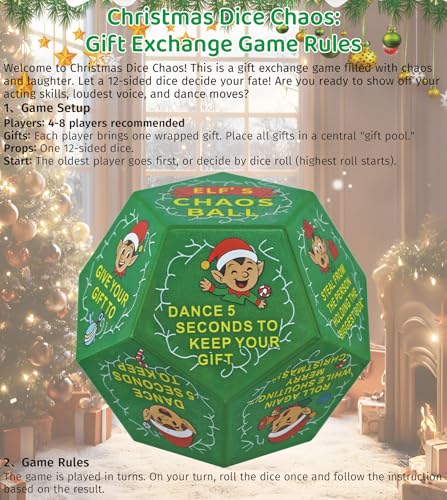 Hilarious Exchange Party Game Dice, Exchange Gifts Family Game, Christmas Stocking Stuffers White Elephant Gifts for Teens Adults, Gift Exchange Dice for Family Friends Holiday Xmas Party Supplies - style: Christmas Gift Exchange Party Game Dice