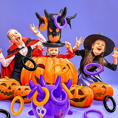 Halloween Ring Toss Game Inflatable Spooky Tree Witch Toss Game for Kids Halloween Party Favors Supplies Indoors Outdoors Great Holiday Party toss Game Indoor and Outdoor Game