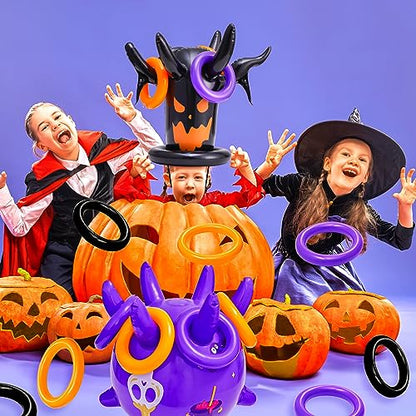 Halloween Ring Toss Game Inflatable Spooky Tree Witch Toss Game for Kids Halloween Party Favors Supplies Indoors Outdoors Great Holiday Party toss Game Indoor and Outdoor Game