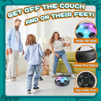 Set of 1 Light Up LED Soccer Ball Toys, Hover Toys for Boys Girls 4-7 8-12, Stocking Stuffers for Kids, for 3 4 5 6 7 8 9 10 11 12 Year Old Boys Girls - color: Black
