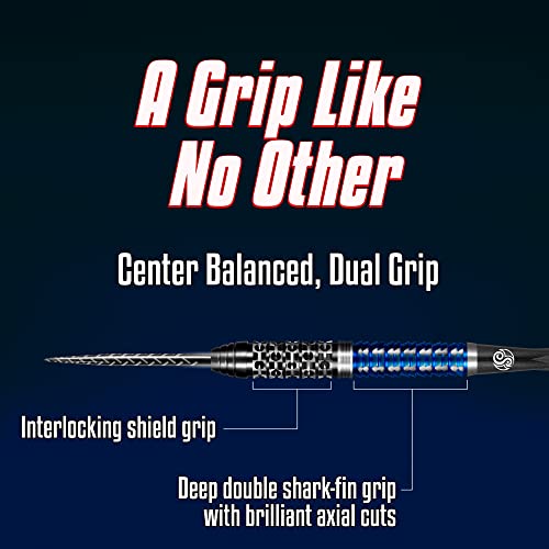 Shot Darts Steel Tip, Viking Raven (22g/23g/24g/25g), 90% Tungsten Barrels, Center Balanced with with Dual Grip, Handcrafted Professional Dart Set and Flights Made in New Zealand, Metal Tip Bar Darts - style: 23 Grams