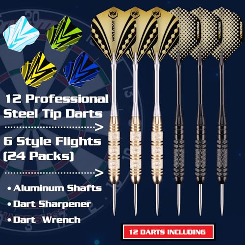 WIN.MAX Dart Board - Bristle Steel Tip Dartboard for Adults Bristle Steel Tip Dart Board Set with 12 Darts Metal - style: Dartboard and Cabinet Set
