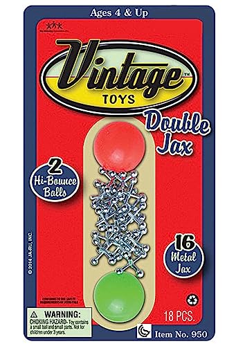JA-RU Vintage Metal Jacks Game Set/Two Bouncy Balls.(1 Pack) Mini Jax Toy. Classic Family Retro Classics. Bulk Party Favors, Stocking Stuffers. 950-1B - size: 1 Set