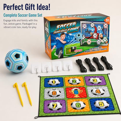 Tacky Practice Mat Target Game, Childrens 150x150cm, Soft Material Soccer Practice Mat for Kids 7-14 Years, Indoor Outdoor Soccer Set, Blue - color: Blue