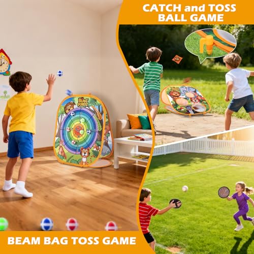 Bean Bag Toss Game Sets for Kids, Toss and Catch Ball Set for Kids Outdoor Baseball Toys for Toddlers Carnival Games for 3 4 5 6 7 Years Old Boys and Grils Backyard Outdoor Toy