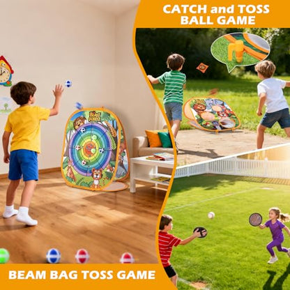 Bean Bag Toss Game Sets for Kids, Toss and Catch Ball Set for Kids Outdoor Baseball Toys for Toddlers Carnival Games for 3 4 5 6 7 Years Old Boys and Grils Backyard Outdoor Toy