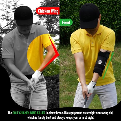 GAIARENA Golf Training Aid Straight Arm Elbow Brace Swing Trainer, Straight Away Swing Trainer Aid to Eliminate Chicken Wing Swing Golf Accessories Practice Equipment Gifts for Men Women Beginner - color: Black
