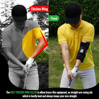 GAIARENA Golf Training Aid Straight Arm Elbow Brace Swing Trainer, Straight Away Swing Trainer Aid to Eliminate Chicken Wing Swing Golf Accessories Practice Equipment Gifts for Men Women Beginner - color: Black