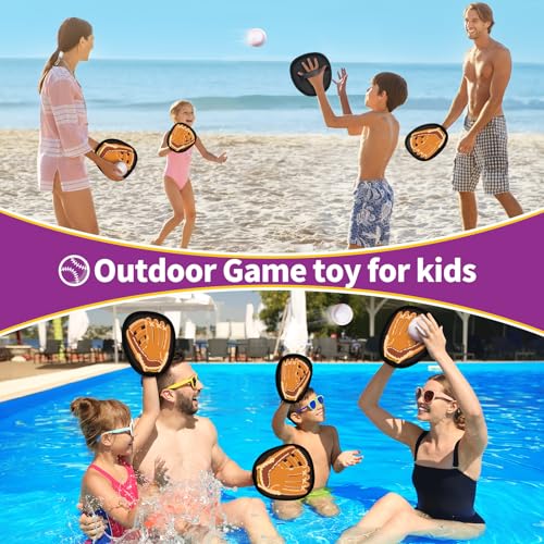 SpringFlower Catch and Toss Game, Outdoor Sport Game Toy for Toddlers Kids, Stick Ball Catch Set Toy Gifts for Boys & Girls,Kids Baseball Beach Outdoor Indoor Pool Game - style: Brown