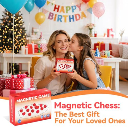Magnetic Chess Set, Magnet Board Game with String & Full-Size Stones, Travel Magnetic Games for Family Night/Party/Camping, 2 Player Puzzle Strategy Games for Adults