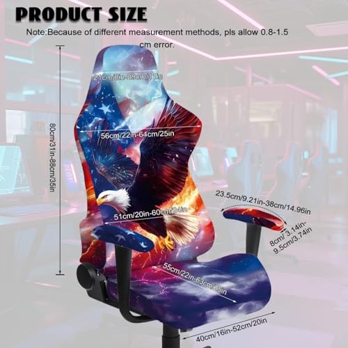 American Flag Eagle Chair Slipcovers with Arms 4 Piece Universal Stretchable Gaming Chair Covers Slipcovers Anti Scratch Furniture Protector of Computer Video Game Office Armchai (No Chairs) - color: American Flag Eagle