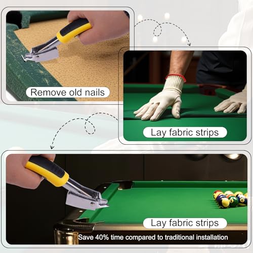 Pool Table Felt,8.53'/ 9' Billiard Cloth with 6 Pcs Cloth Strips and Staple Remover,Gloves,Pool Table Felt Replacement kit for Bars Clubs Family - color: Green, size: 8.53FT-Thickened