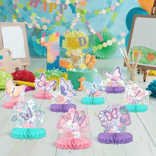 Butterfly Birthday Party Supplies Kit - Butterfly Themed Honeycomb Centerpiece ，Table Decorations for Kids' Butterfly Themed Birthday Party Decorations - style: Butterfly