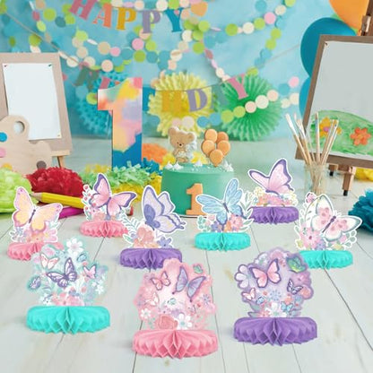 Butterfly Birthday Party Supplies Kit - Butterfly Themed Honeycomb Centerpiece ，Table Decorations for Kids' Butterfly Themed Birthday Party Decorations - style: Butterfly