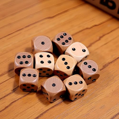 10Pcs Wooden D6 Dice Set, 20mm Round Corner, 6 Sided Gaming Dice for Adults Standard Game Dice