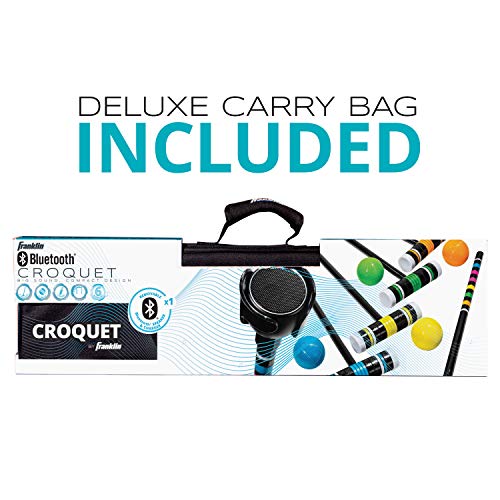 Franklin Sports Bluetooth Croquet - 6 Mallets and Balls - Carry Bag -Bluetooth Speaker
