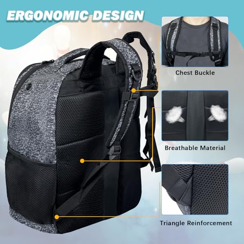 WOLT Bowling Ball Bag,2 Ball Bowling Backpack with Protective Foam Padded & Shoe Compartment Fits Up to Mens Size 16 - color: Healthygrey