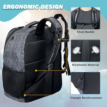 WOLT Bowling Ball Bag,2 Ball Bowling Backpack with Protective Foam Padded & Shoe Compartment Fits Up to Mens Size 16 - color: Healthygrey