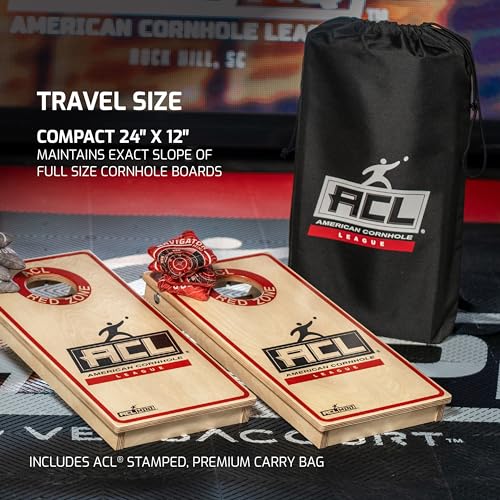 ACL® MINI 1x2 Cornhole Board - Proprietary 4-Step ACL® Top-Coat Finish - 15mm Grade A Baltic Birch Play Surface - Compact 24" x 12" Travel Size - Dual Speed ACL® MINI Bags Included