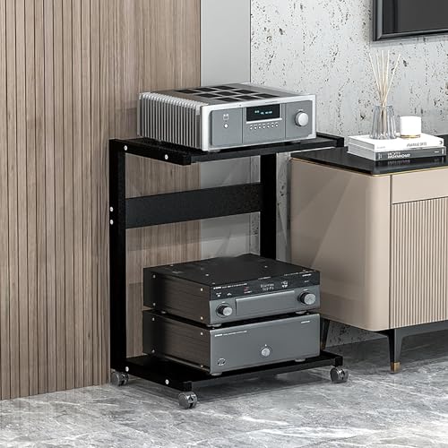 Corner Display Cabinet with Wheels, Media Stand & Audio Rack for Game Consoles, Stereo Storage, AV Tower, Modern Black Design(Black,50x40x70cm) - color: Black, size: 19.7"D x 15.7"W x 27.6"H (1 Drawers)
