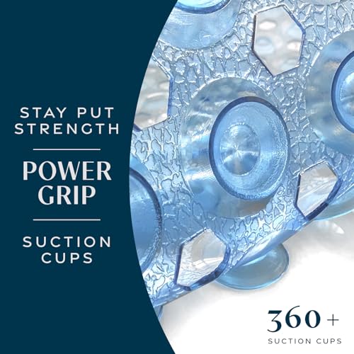 SlipX Solutions Power Grip Bathtub Safety Mat | Precision Grip Technology for Longer, Stronger, & Softer Wet Surface Protection | Clear Light Blue 39"x16" - color: Clear Light Blue