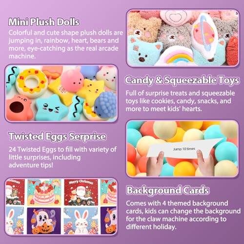 ORANGE OCEAN Large Claw Machine for Kids,Unicorns Toys Claw Machine for Girls,Mini Arcade Game with Prizes Toys,Kids Vending Machine Age 6-8 8-10,Christmas Party Birthday Gift for Girls Boys - style: Unicorns