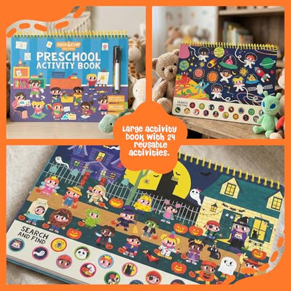 Stick4Ever Preschool Activity Book - Reusable Sticker Book for Toddlers 2-4 Years - Mess-Free Educational Travel Activity for Kids, Boys & Girls - No Mess Travel Toys & Road Trip Essentials