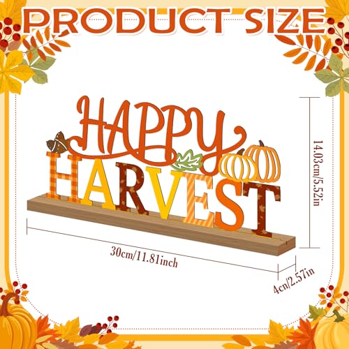 Fall Decorations for Home Metal Happy Harvest Sign, Orange Harvest Pumpkin Table Decor Thanksgiving Tiered Tray Decor Rustic Autumn Metal Sign Tabletop Centerpiece for Home Mantel Shelf Desk - style: Happy Harvest