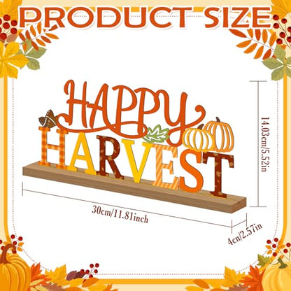 Fall Decorations for Home Metal Happy Harvest Sign, Orange Harvest Pumpkin Table Decor Thanksgiving Tiered Tray Decor Rustic Autumn Metal Sign Tabletop Centerpiece for Home Mantel Shelf Desk - style: Happy Harvest