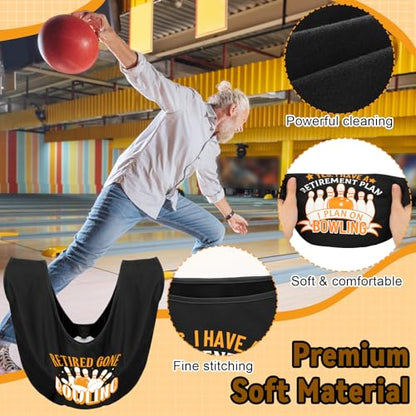 Hahafelt 3 Pcs Bowling Ball Polisher Gifts Microfiber Bowling Seesaw Bag with 10'' x 8'' Bowling Towel Shammy Pad Bowling Accessories for Bowlers Women Bowling Lovers - style: Retirement