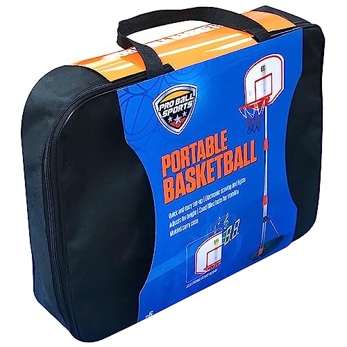 Pro Ball Portable Electronic Scoreboard Basketball Hoop for Kids, Adjustable Height Design up to 65”