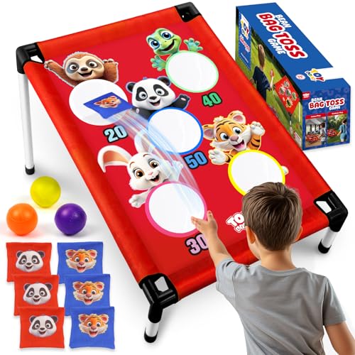 TOY Life Bean Bag Toss Game, Carnival Party Games, Cornhole Set for Kids Outdoor Games, Outside Toys for Kids Ages 4-8, Yard Outdoor Toys for Toddlers 3-5, Gifts for 3 4 5 6 7 Year Old Girls & Boys - color: Red Animal