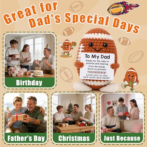 Fathers Day Dad Gifts from Daughter Son, Birthday Gifts for Father Daddy New Step Bonus Dad, Thank You Appreciation Gift for Fathers Day Daddy Funny Cute Handmade Crochet Football Lover Present - style: my dad