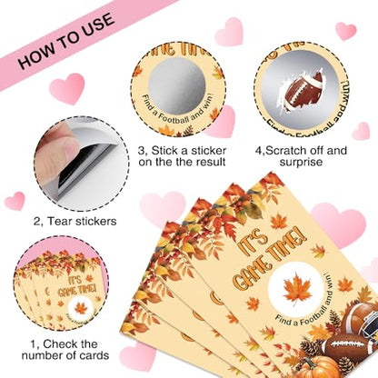 50 Pcs It's Game Time Autumn Football Themed Scratch Off Game Cards, Football Scratch Card for Baby Shower, Birthday Party, Lottery Activity Group Games, Gifts for Football Lovers - color: Warm Yellow