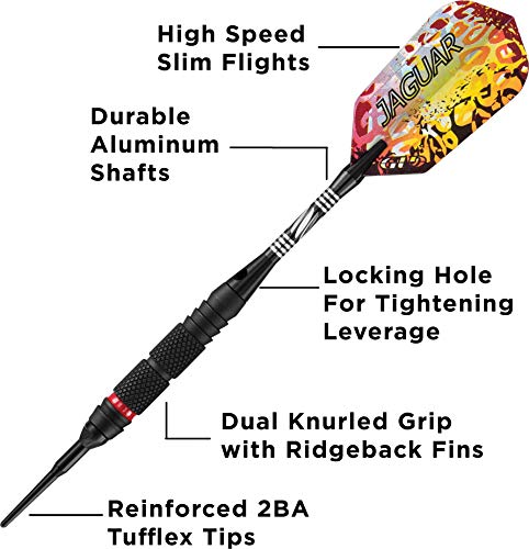 Viper Jaguar 80% Tungsten Soft Tip Dart Set with Case, 18 Grams - style: Medium Knurling