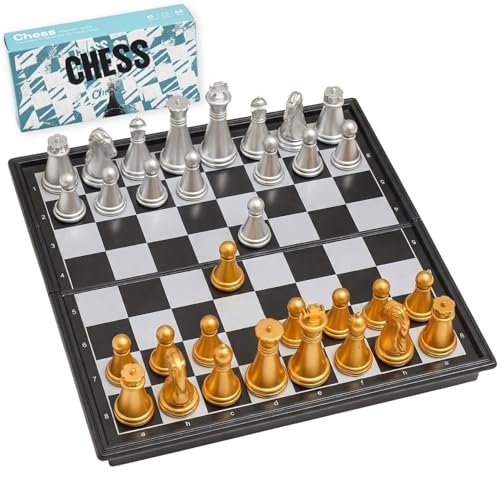 Mini Travel Chess Set Magnetic Vikutu 5.11 Inches Portable Small Folding Chess Board (X-Small) - size: X-Small